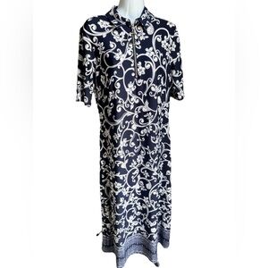 1. State Dark Blue and White Patterned Maxi Dress